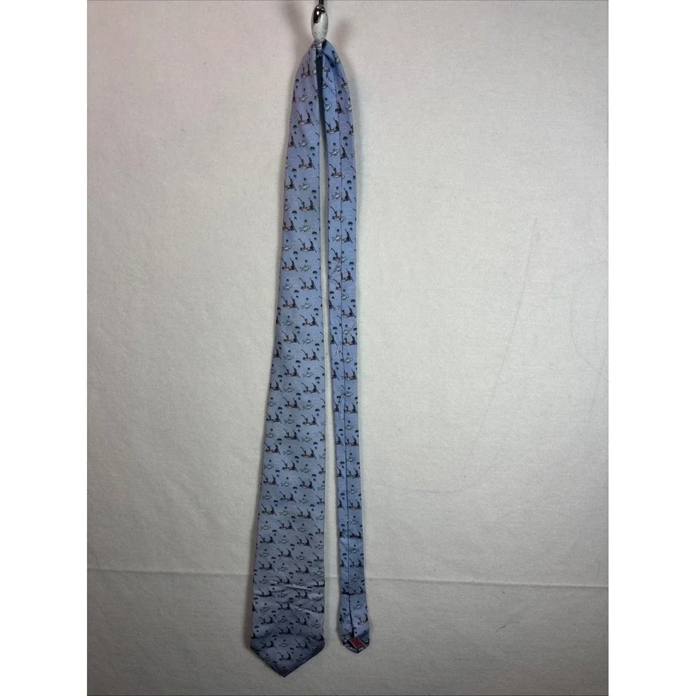 Vineyard Vines Fishing‎ Boat Silk Tie Mens OS Blue Excellent Nautical Novelty